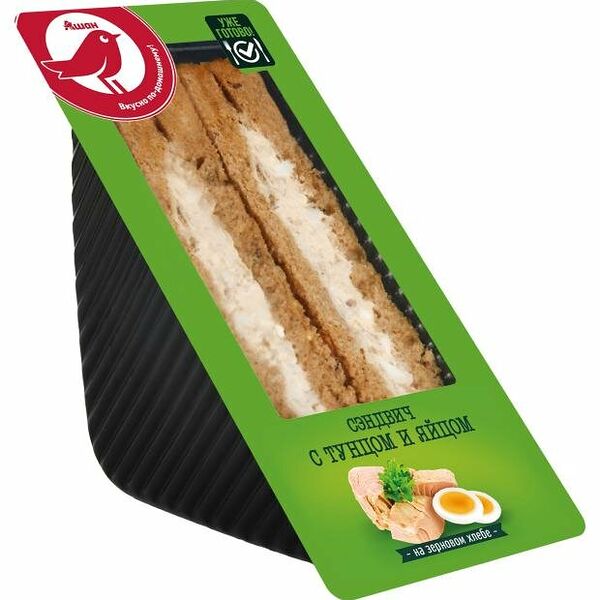 Сэндвич АШАН Красная птица с тунцом и яйцом на зерновом хлебе, 150 г