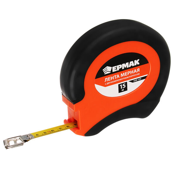 Ермак лента мерная металл 15 м, двукомп. корпус