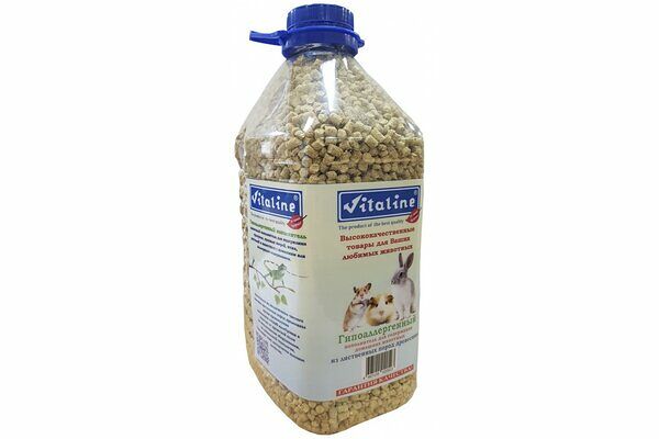 Наполнитель для животных Vitaline гипоаллергенный в гранулах 4, в ПЭТ бутылке