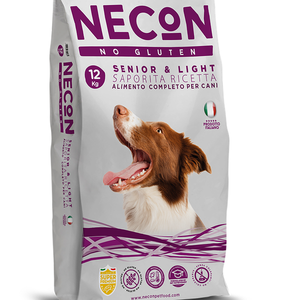 Корм для собак NECON для пожилых и для поддержания оптимального веса, со свининой и рисом сух. 12кг