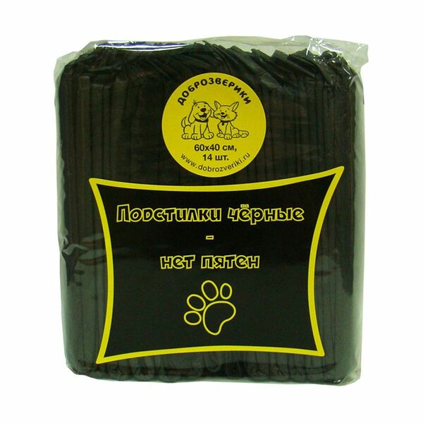 Подстилки для животных впитывающие одноразовые Доброзверики с суперабсорбентом 60х40 см, 14 шт.