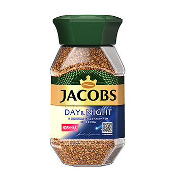 Кофе натуральный растворимый Jacobs Day&Night сублимированный декофеинизированный 95 г