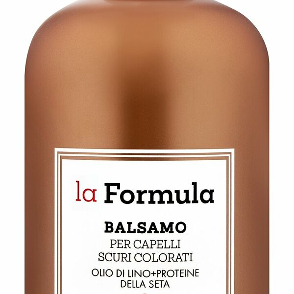 LA FORMULA Кондиционер для волос, окрашенных в темные оттенки, с маслом льна и протеинами шелка, 300 мл