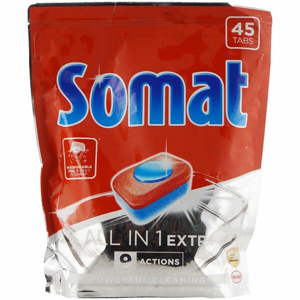 Таблетки для посудомоечных машин Somat All in One Экстра, 45шт