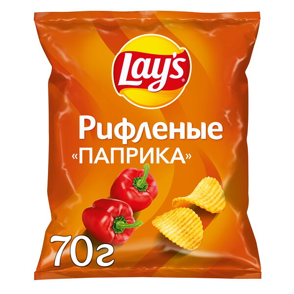 Картофельные чипсы Lay's Рифленые со вкусом Паприки 70г