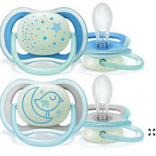 Пустышка силиконовая ночная Ultra Air декор 6-18мес уп 2шт д/мальчика