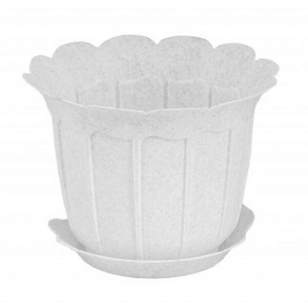 Кашпо-горшок Laura с поддоном, 24 см, 4 л, мрамор, пластик