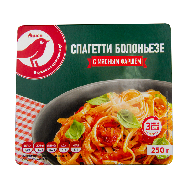 Блюдо готовое Ашан Красная птица Спагетти болоньезе
