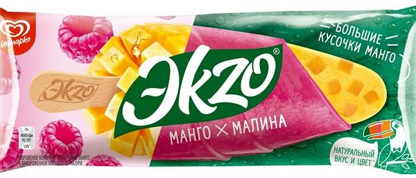Мороженое Мороженое Эkzo Эскимо в фруктовой глазури Манго-Малина 70г