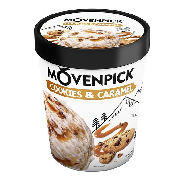 Мороженое пломбир Monterra Cookies&Caramel с карамельным соусом и кусочками печенья 12.7%
