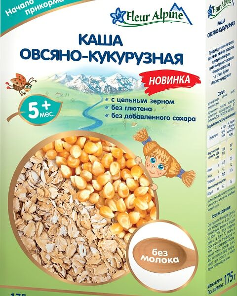 Каша Fleur Alpine Овсяно-Кукурузная безмолочная с 5 месяцев 175г