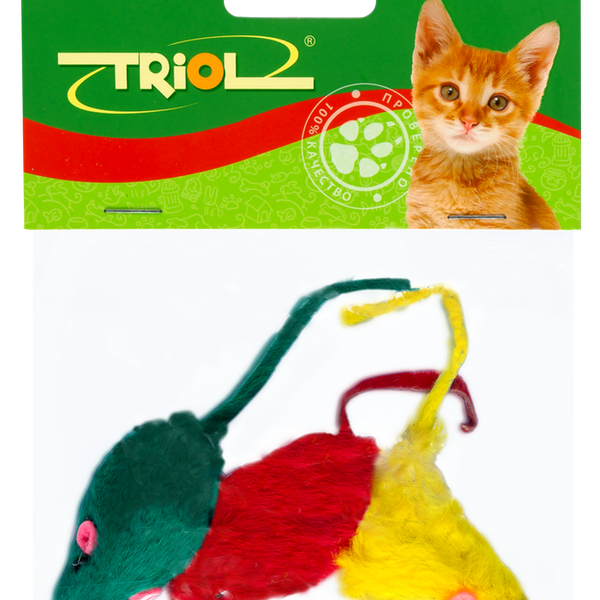 Игрушка для кошек TRIOL Мышки цветные 50мм, 3шт