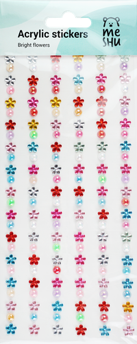 

Наклейки акриловые MESHU Bright flowers, стразы, 25х10 см, 150 шт