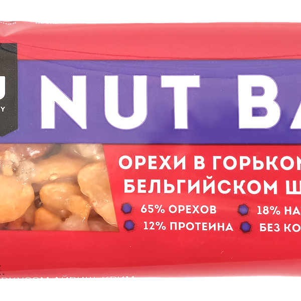 Батончик ореховый SOJ Nut Bar со вкусом айриш-крим, в горьком шоколаде, 40г