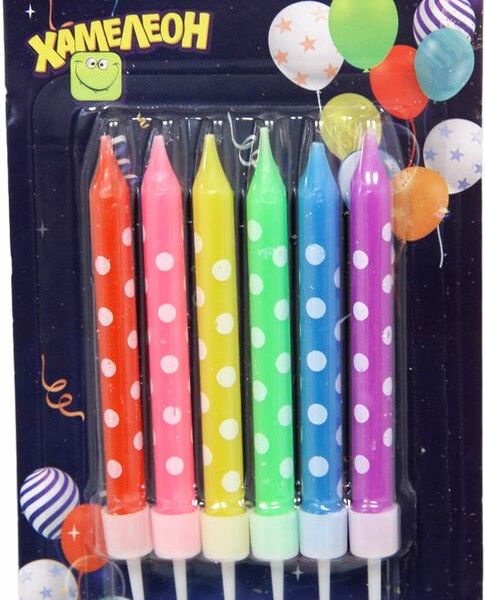 Свечи Хамелеон для торта с подставками 6шт.