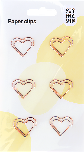 Скрепки фигурные MESHU Hearts 2,7см, Арт. MS_41587, 6шт