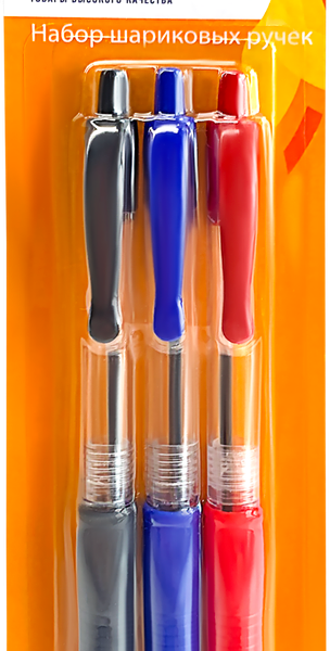 Набор шариковых ручек ЛЕНТА 3 цвета, автоматические, 3шт