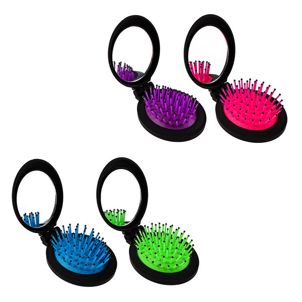 Расческа дорожная с зеркалом Юниlook, пластик, стекло, 6х8 см, цвета в ассортименте