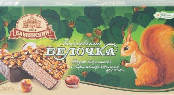 Вафельный торт Бабаевский Бабаевская Белочка с орехами 250г