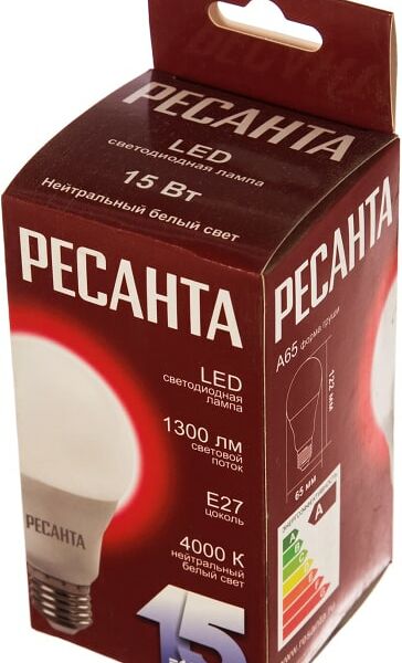 Лампа светодиодная Ресанта E27 15Вт