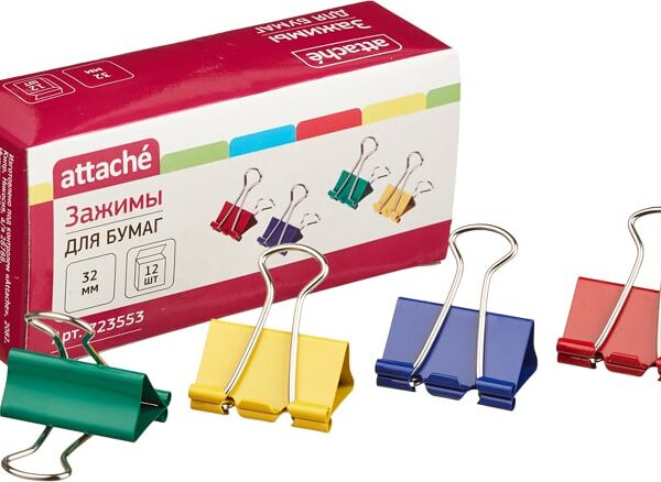 Зажимы для бумаг Attache 32мм 12шт