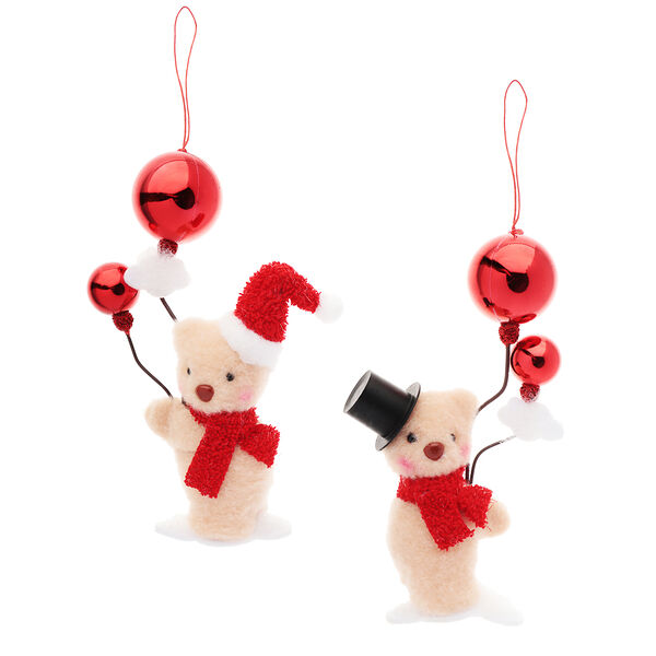 Сноу бум подвеска, в виде мишки с шариками, 11x10x6 см, полиэстер, пластик, 2 дизайна