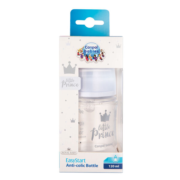 Бутылочка пластиковая антиколиковая 120мл EasyStart Royal Baby 0+ арт 35/233_blu