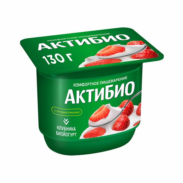 Биойогурт АктиБио с клубникой 2,9% 130г, Россия