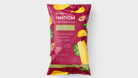 Чипсы картофельные Сыр пармезан с чесноком и зеленью 