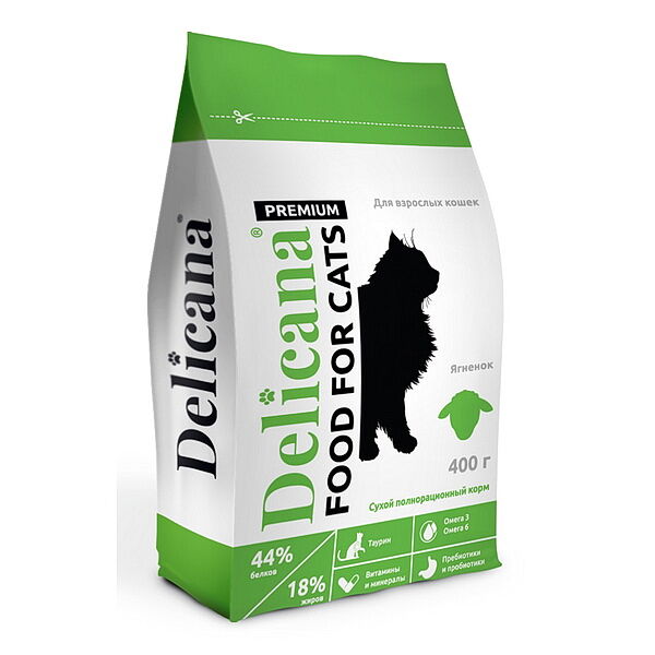 Корм сухой для кошек Delicana ягненок