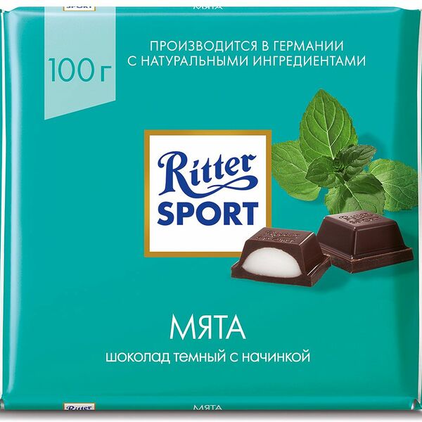Шоколад тёмный Ritter Sport с начинкой Мята