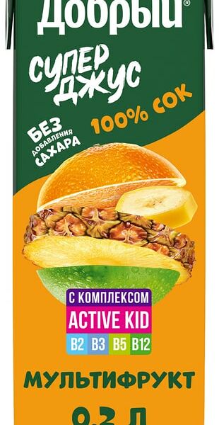 Сок Добрый Active kid мультифрукт 200мл