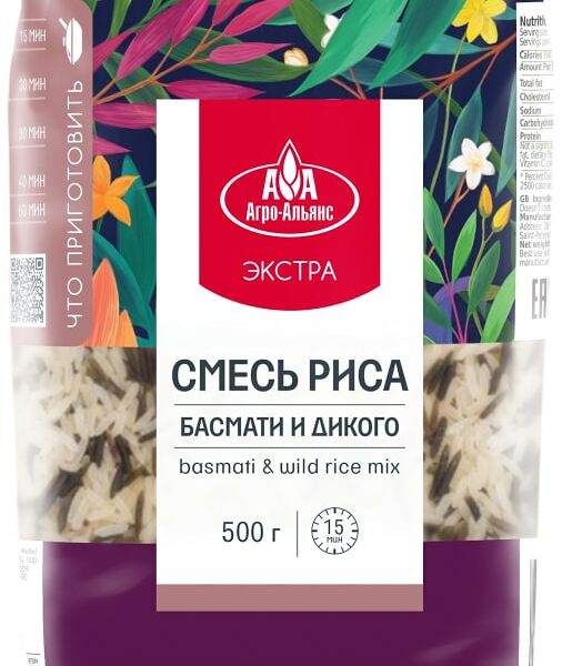 Рис Агро-Альянс Экстра смесь Басмати и дикого риса 500г