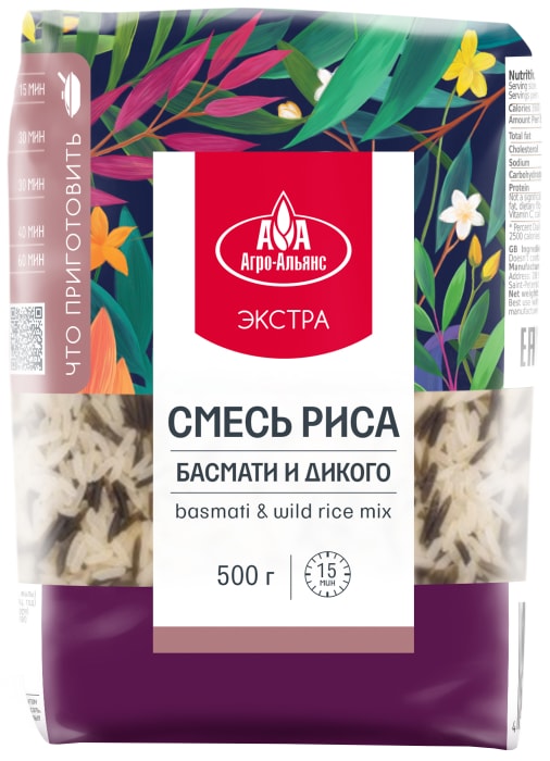 

Рис Агро-Альянс Экстра смесь Басмати и дикого риса 500 г
