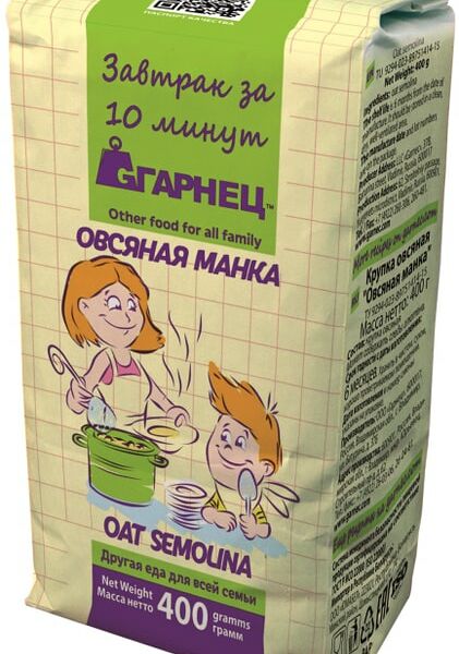 Крупка Овсяная Гарнец Овсяная манка 400г