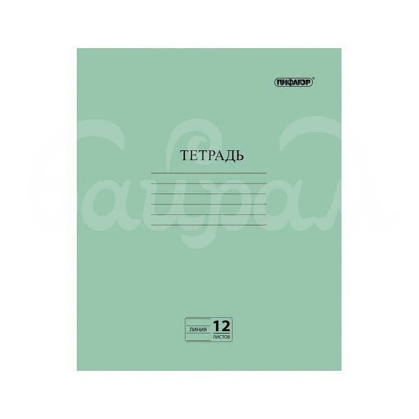 Тетрадь Пифагор 12л Зеленая обложка Линия 104985
