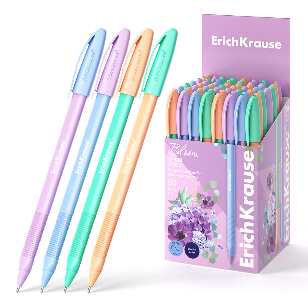 

Ручка шариковая ErichKrause Stick Pastel Bloom синий 1 шт., цвет корпуса в ассортименте