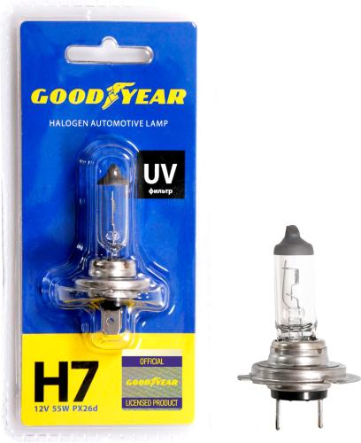 

Лампа автомобильная галогенная Goodyear Н7 12V 55W PX26d