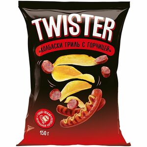 Чипсы Twister колбаски гриль с горчицей 150г