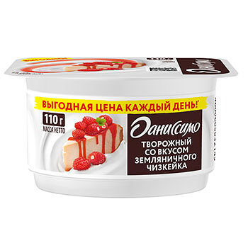 Десерт творожный Даниссимо со вкусом земляничного чизкейка 5.6% 110г
