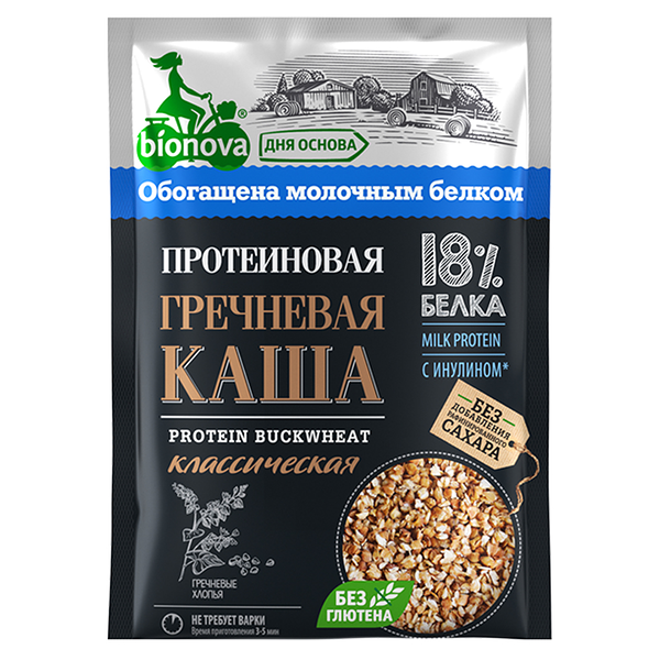 Каша протеиновая Bionova Гречневая классическая 40 г