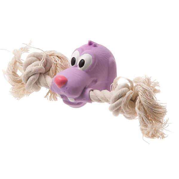 Игрушка для собак ZooOne Собака с канатом из латекса, 19 см