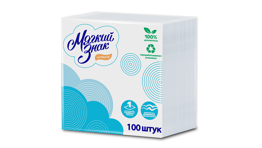 Салфетки Мягкий Знак однослойные 100шт.