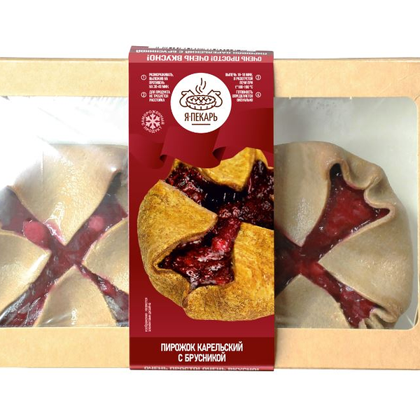 Пирожок карельский Я-Пекарь с брусникой замороженный (87 г x 4 шт)