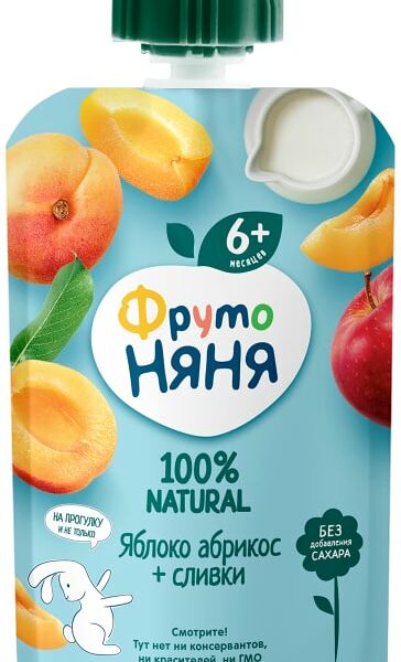 Пюре ФрутоНяня из яблок и абрикосов со сливками с 6 месяцев 90г