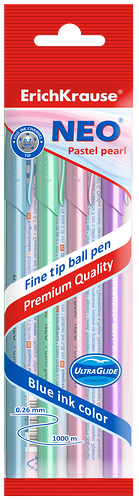 Набор шариковых ручек ERICHKRAUSE Neo Pastel pearl, синий Арт. 54526, 4шт
