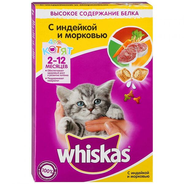 Корм для котят сухой индейка/морковь Whiskas 350г