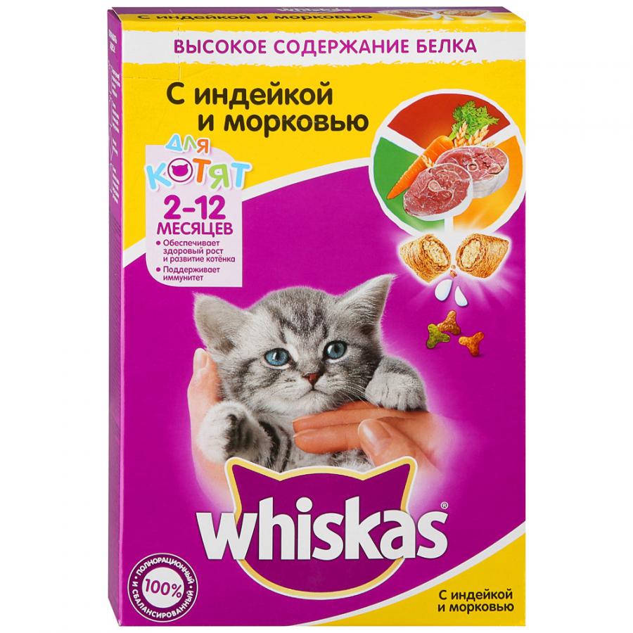 

Сухой корм Whiskas Для котят подушечки молочные с индейкой и морковью 350 г