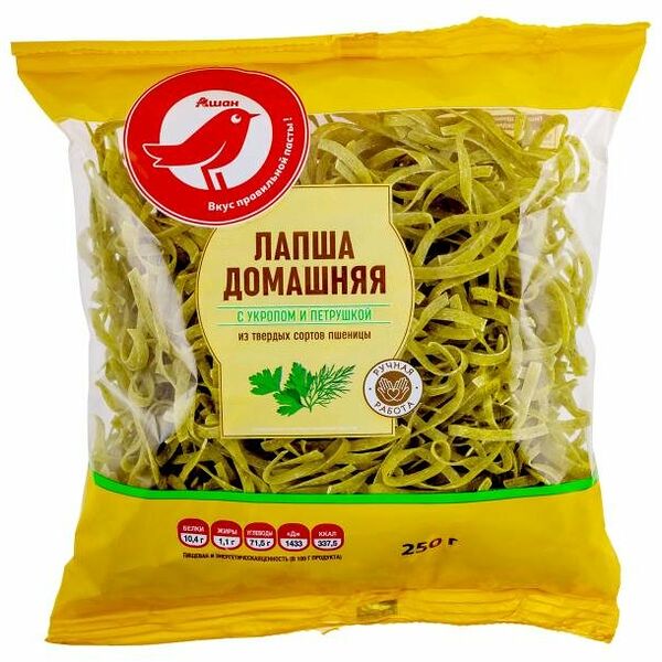 Лапша Ашан Красная птица домашняя с укропом и петрушкой