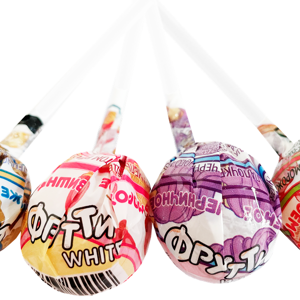 Карамель леденцовая Фрутти White с ароматом крем-брюле, вишня, клубника, черничное мороженое 1 шт. 12 г